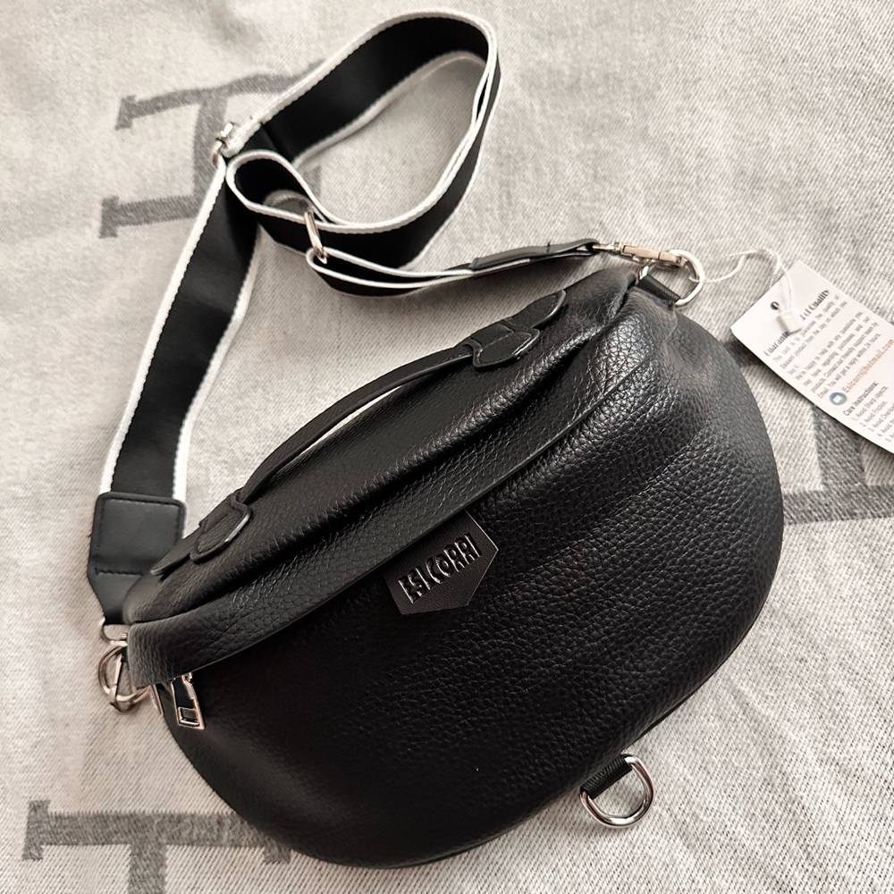Black Leather Crossbody Sling